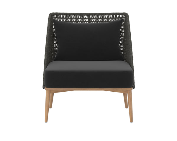 Sunpan Andria Outdoor Lounge Chair - Modern Design with Durable Teak Base and Weather-Resistant Fabric Arashi Black