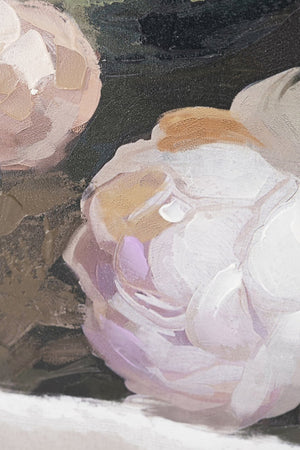 English Elm 39.4x39.4" Hand-painted Floral Canvas White Rose Art in Distressed Pine Frame W2078P481780