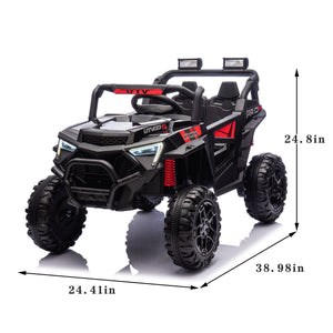 English Elm 24v 400w Kids Electric Utv Ride on with Remote Bluetooth Led Suspension Cockpit Black W1578P284295
