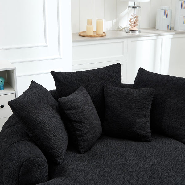 English Elm Oversized Memory Foam Chenille Bean Bag Sofa with Wrap-Around Backrest and Lumbar Support for Adults Black W395P359415