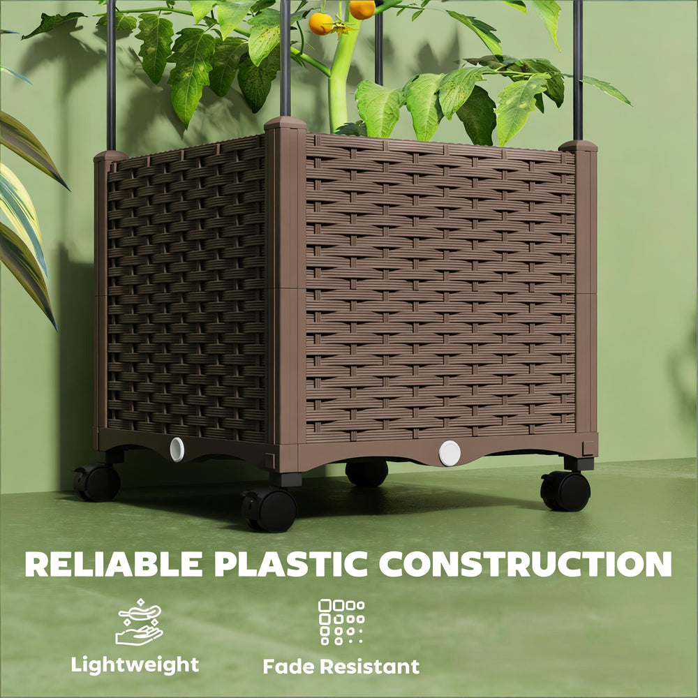 English Elm Tall Stackable Polypropylene Outdoor Planters Set of 2 Tapered Patio Flower Pots T3971P455025