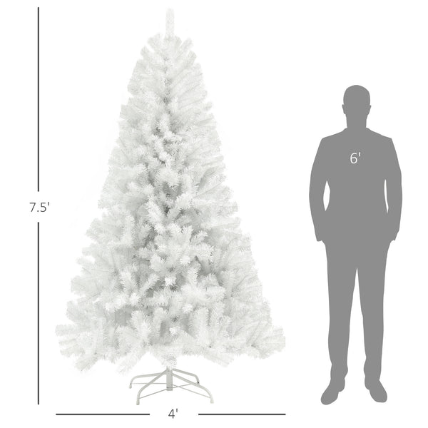 English Elm Homcom 7.5Ft White Artificial Christmas Tree With 1346 Branch Tips, Auto-Open Design & Steel Base W2225P249635