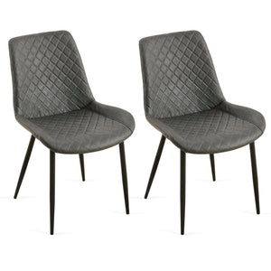English Elm Dark Grey Leathaire Dining Chairs Set Of 2 - Stylish Mid-Century Modern Armless Metal Leg Chairs W1164P225826