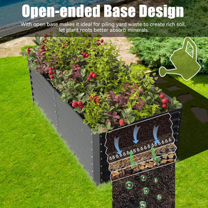 English Elm 8×4×1.5 Ft Galvanized Steel Raised Garden Bed Rust Proof Outdoor Metal Planter Dark Gray W1859P429705