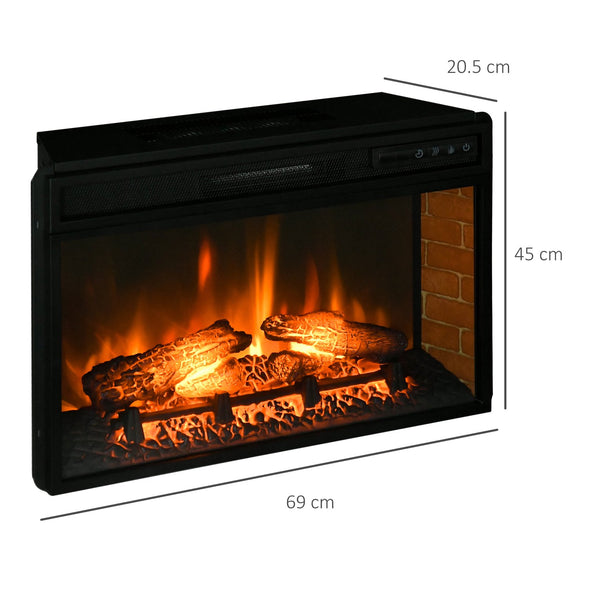 English Elm Homcom 27" Retro Electric Fireplace Insert With Remote Control, Realistic Flame & Adjustable Heat W2225P249862