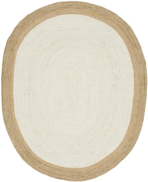 Unique Loom Braided Jute Goa Hand Braided Border Rug White, Natural 8' 0" x 10' 0"