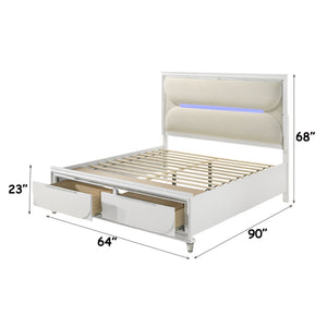 English Elm Tarian Boucle Upholstered Queen Bed with Led Ambiance and Storage Footboard B2756S00046