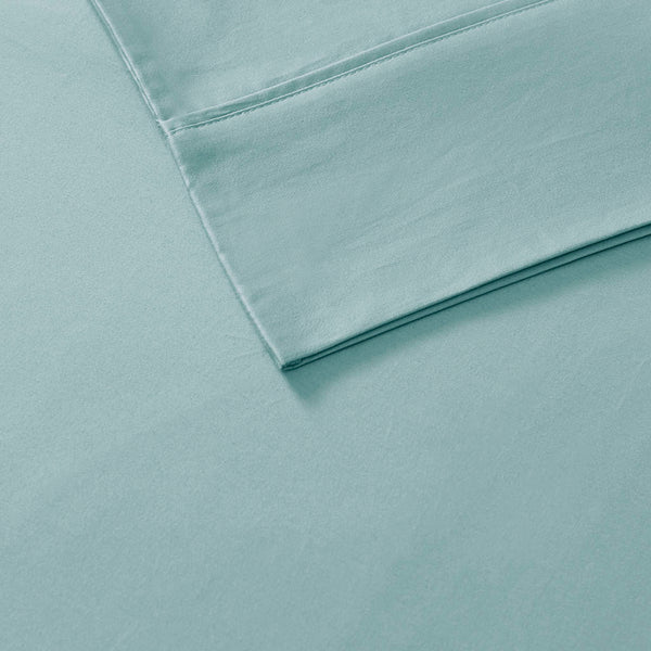 JLA Home Madison Park - Cotton sateen sheet set with peachy-soft finish, OEKO-TEX certified, durable wrinkle-resistant comfort Aqua MPH20-0014