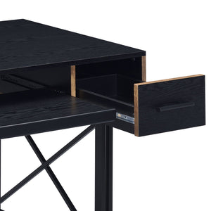 English Elm Settea Modern Black Finish Computer Desk with Keyboard Tray, 2 Storage Drawers & 70lb Top Capacity B2726P288784