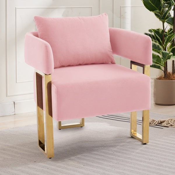 English Elm Ts Velvet Accent Chair Set of Two with Gold Metal Legs for Living Room or Office Pink W2311P414941