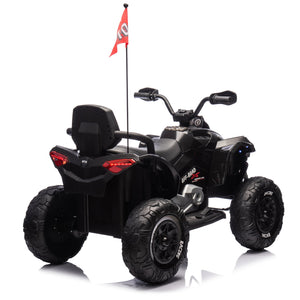 English Elm 24v Kids Electric Atv Xxxl Off-road Ride on with Remote Parental Control and Bluetooth Black W1578P228312