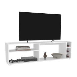 English Elm Tv Stand with Three Open Shelves for Media Storage and Decor, Slim Profile, Eco-Friendly Engineered Wood White 68.5 L x 18.9 W x 3.54 H B097P296885