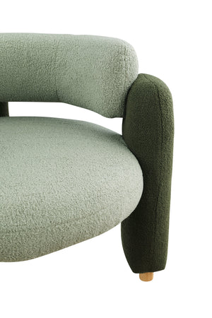 English Elm Accent Chair with Hollow Backrest for Ergonomic Support, Solid Wood Frame, Stylish Fabric Upholstery Green W1420P194059