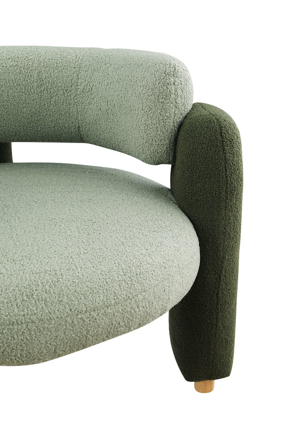 English Elm Accent Chair with Hollow Backrest for Ergonomic Support, Solid Wood Frame, Stylish Fabric Upholstery Green W1420P194059