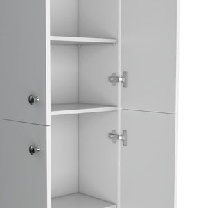 English Elm Kitchen Pantry Tall Cabinet 71" H with 4 Doors and 5 Adjustable Shelves for Organized Storage and Laundry White 42.91 L x 28.74 W x 5.12 H B097P221377