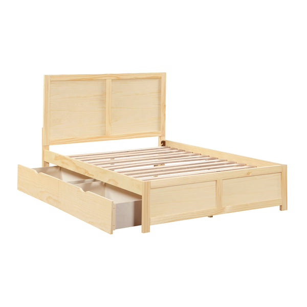 English Elm Contemporary Full Platform Bed Tall Headboard Natural Pine Wood Scandinavian Bedroom Frame B011S02457