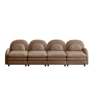 English Elm Teddy Fleece Modular Cloud Sofa Four Seat Curved Sculptural Design for Modern Living Rooms Camel W5656S00107