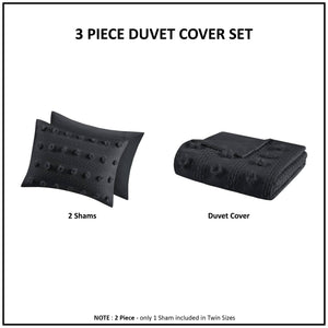 English Elm 3 Piece Jacquard Duvet Cover Set Pompom Texture Brushed Reverse Bedroom Bedding B035P319882