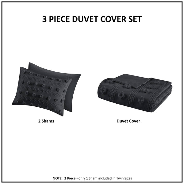 English Elm 3 Piece Jacquard Duvet Cover Set Pompom Texture Brushed Reverse Bedroom Bedding B035P319882