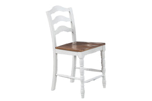 English Elm White 5-Pc Dining Set Rustic Ranch Style Table and 4 Ladder-Back Chairs with Woodgrain Top, Ergonomic Comfort Oak,White 45 L x 45 W x 13 H B011P313698