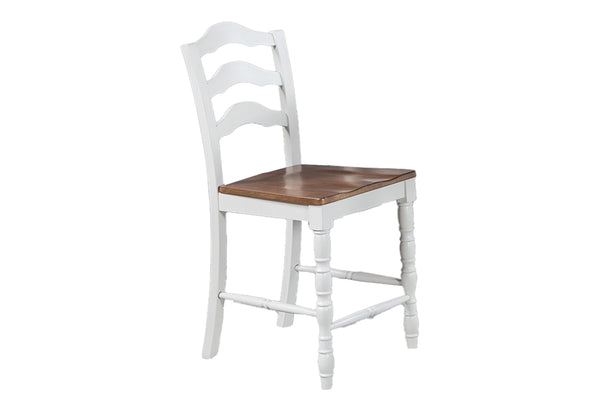 English Elm White 5-Pc Dining Set Rustic Ranch Style Table and 4 Ladder-Back Chairs with Woodgrain Top, Ergonomic Comfort Oak,White 45 L x 45 W x 13 H B011P313698