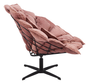 Zuo Modern Kipas Swivel Accent Chair In Luxurious Pink Velvet - Elegant Design For Living Rooms & Lobbies Pink 100% Polyester,Plywood,Steel 110339-zuo-modern