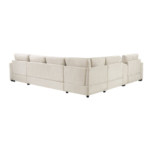 English Elm Swivel Barrel Accent Chair Chenille Tufted Round Club Seat for Living Room Lounge Beige N719S002350A