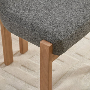 English Elm Wooden Wingback Dining Chairs Chenille Upholstered Farmhouse Set for Kitchen Comfort Grey W3244P316080