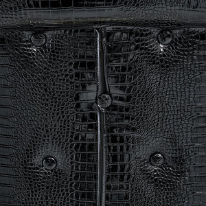 English Elm A Set of 2 Glam Faux Alligator Pvc Barstools with Crystal Buckle Detail Black W1512P491868