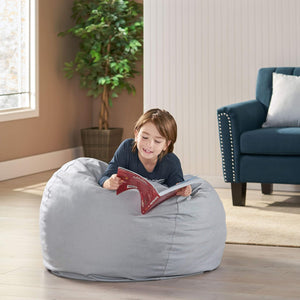 English Elm Christopher Knight Home® - Chrisholm Plush Foam-Filled Bean Bag Chair — Modern Round Design, Durable Polyester Comfort 34"W Light Gray N778P185639G