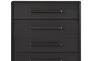 English Elm Small Chest with Five Smooth-Glide Drawers in Peppercorn Finish — Elm Veneer Durability & Modern Design Black 38 L x 22.25 W x 49.5 H B2699P401403