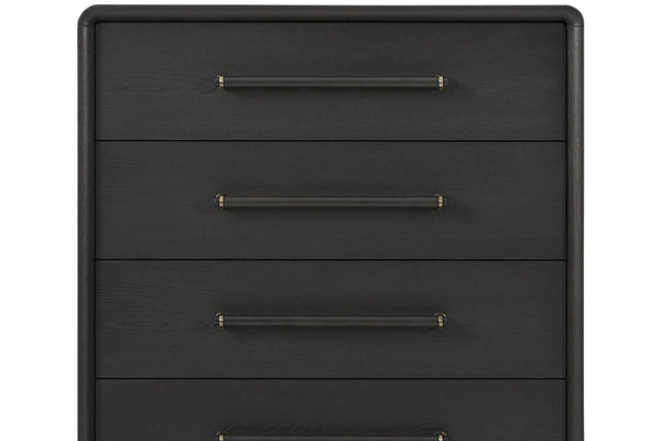 English Elm Small Chest with Five Smooth-Glide Drawers in Peppercorn Finish — Elm Veneer Durability & Modern Design Black 38 L x 22.25 W x 49.5 H B2699P401403