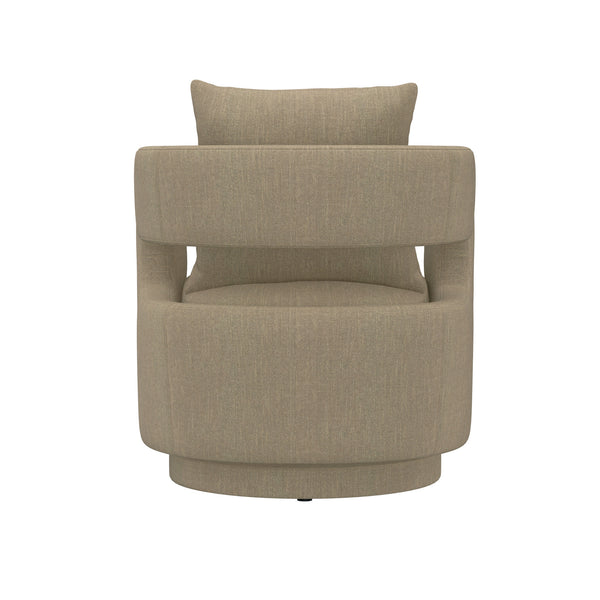 English Elm Wallace & Bay - Tan Swivel Chair — Contemporary Dark Khaki Fabric Accent Seat, Easy-Care, Compact 31.5"L x 31.5"W (95) B361P384442