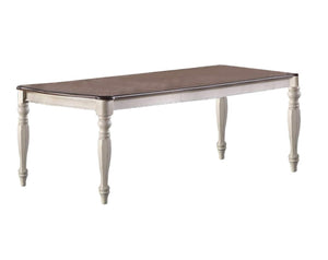 English Elm Transitional 9 Piece Oak Veneer Dining Set with Carved Chairs and Antique White Frame B011S01230