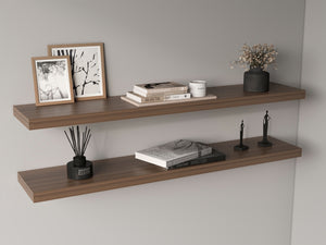English Elm Ecco 47" Floating Shelves Set of 2 Light Brown — Sleek Hidden-Bracket Design, Sturdy Particleboard Storage B070P368045
