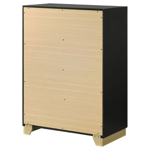 English Elm Sophia Black 4-Drawer Chest – Elegant Storage Solution With Gold Accents For Modern And Vintage Spaces B062P353394-GIGA
