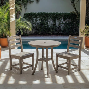 English Elm Antique Finish Outdoor Bistro Set Round Table Compact Patio Seating for Balconies Antique Brown W3566S00035