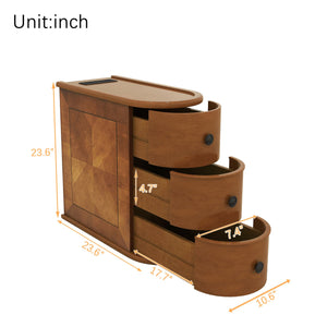 English Elm End Table With Charging Station – Stylish Sofa Side Table With Storage Drawers, Fully Assembled! W2593P289145