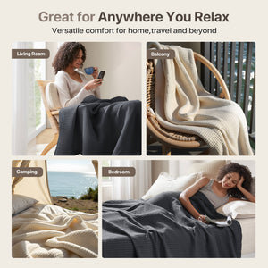 English Elm 1PC Twin Cotton Waffle Blanket 300gsm Lightweight Breathable Cozy Throw for Year-Round Comfort DARK GREY 15.75 L x 12.2 W x 3.94 H B035P341137