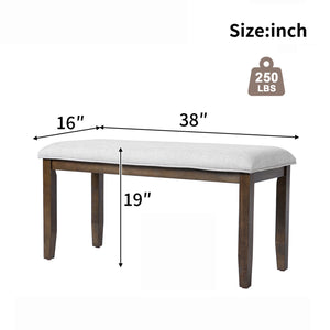 English Elm Upholstered Bench with Padded Seat and Solid Wood Legs, 39.75" Contemporary Entryway and Bedroom Accent Piece Beige+Brown N752P271804D