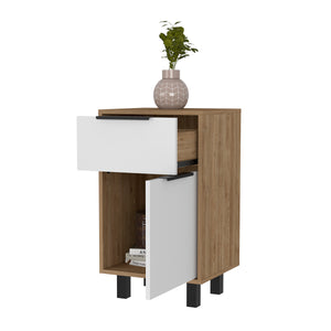 English Elm Luxor Z Nightstand with Superior Top, Drawer & Cabinet Storage, Modern White Pine Finish, 16.2x14.3x27.5 in Multicolor 26 L x 18 W x 4 H B128P148937