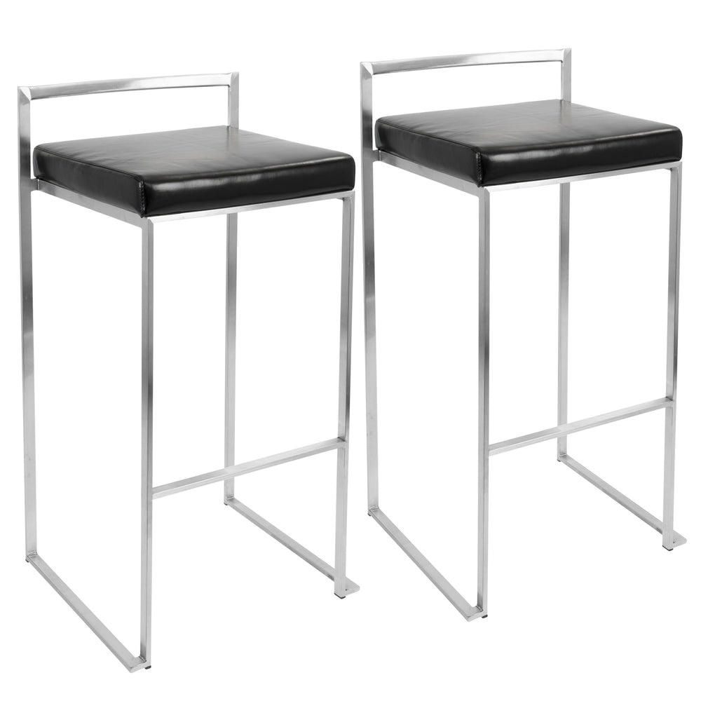 English Elm Contemporary Stackable Steel Counter Stools Padded Fabric Seats for Kitchen Islands Set of 2 B202P222300