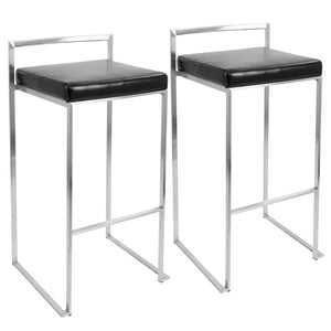 English Elm Contemporary Stackable Steel Counter Stools Padded Fabric Seats for Kitchen Islands Set of 2 B202P222300