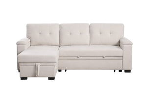 English Elm Jardin Woven Beige Sectional Sleeper Sofa with Reversible Storage Chaise for Living Rooms B2749S00248
