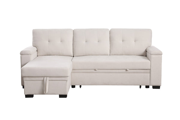English Elm Jardin Woven Beige Sectional Sleeper Sofa with Reversible Storage Chaise for Living Rooms B2749S00248