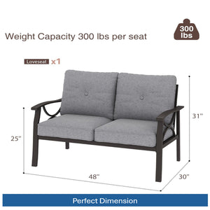 English Elm 5-piece Outdoor Conversation Set Steel Frame Patio Sofa Loveseat Chairs Table Gray B082S00126