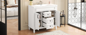 English Elm 36'' Modern Bathroom Vanity With Soft-Close Doors, Elegant Ceramic Sink, And Ample Storage Space N710P230231K