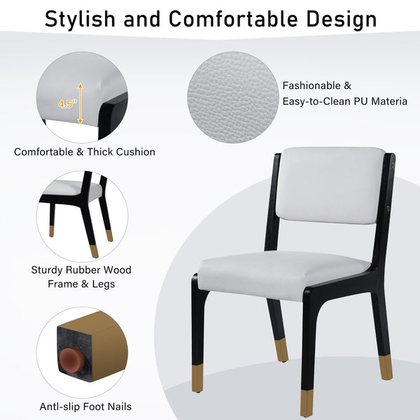 English Elm Wood Dining Chairs Set Of 2 - Modern Farmhouse Accent With Solid Wood Legs & Comfortable Padded Seats N842P300888D-GIGA