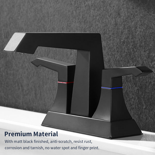 English Elm 2-Handle Modern Matte Black Bathroom Faucet With Drain & Supply Kits For Stylish, Easy Installation T3177P277481