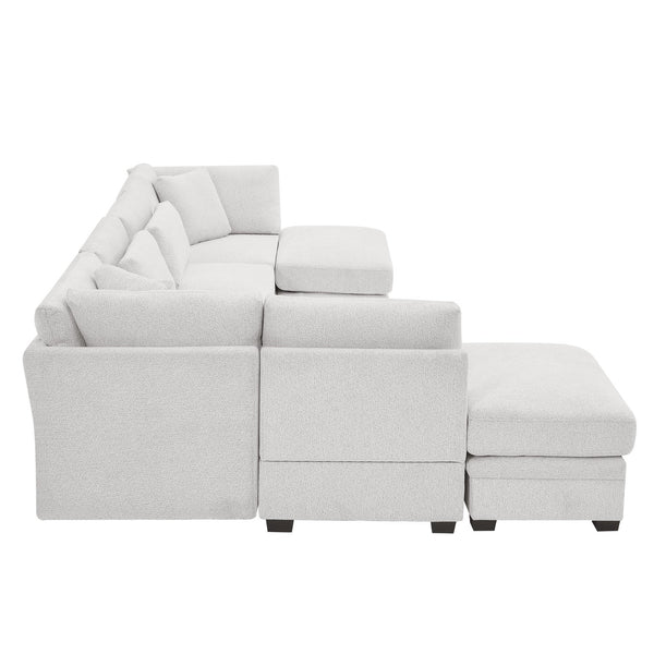 English Elm Christopher Knight Home® - 7-Piece Reversible Modular Corner Sectional - Beige Fabric, Flexible Seating For Modern Living Spaces N771P345839_N771P345840_N771P345841_N771P345842M